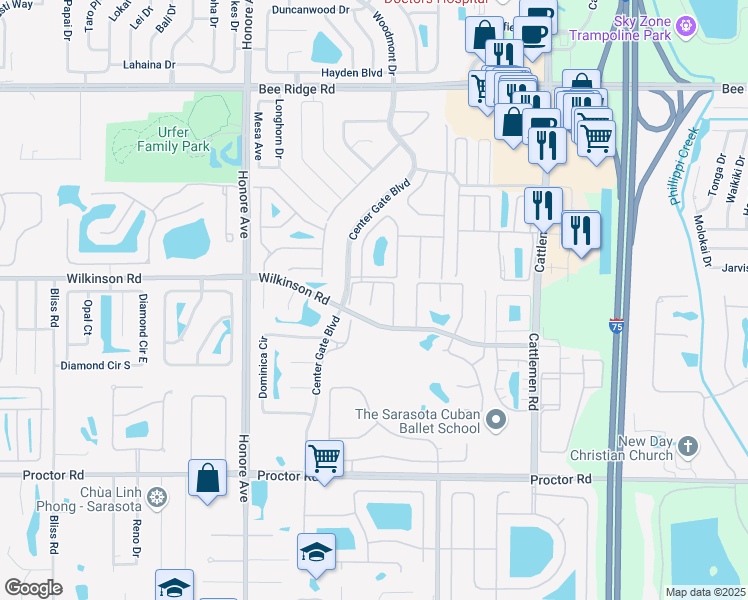map of restaurants, bars, coffee shops, grocery stores, and more near 4315 Rum Cay Circle in Sarasota