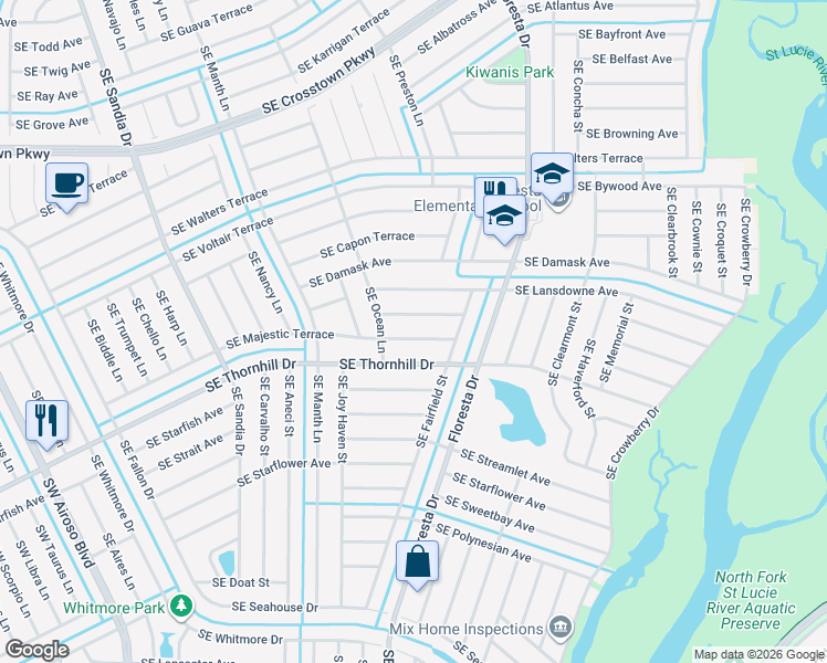 map of restaurants, bars, coffee shops, grocery stores, and more near 734 Southeast Lighthouse Avenue in Port St. Lucie