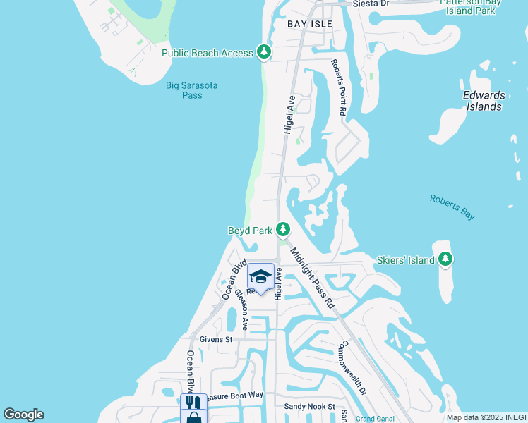 map of restaurants, bars, coffee shops, grocery stores, and more near 4214 State Highway 758 in Siesta Key