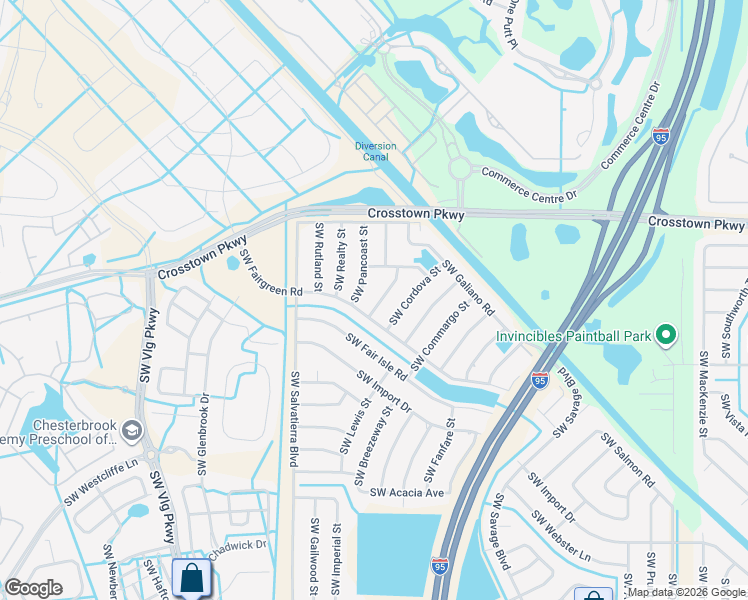 map of restaurants, bars, coffee shops, grocery stores, and more near 1772 Southwest Palermo Road in Port St. Lucie