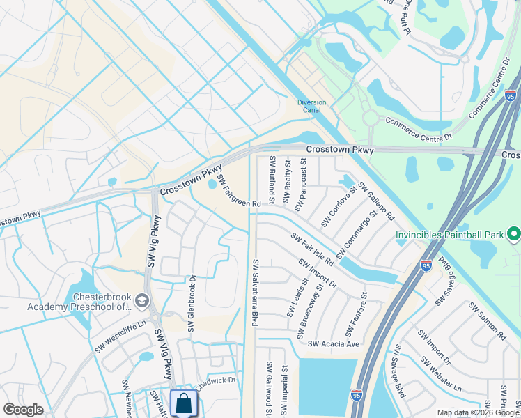 map of restaurants, bars, coffee shops, grocery stores, and more near 2680 Southwest Fairgreen Road in Port St. Lucie