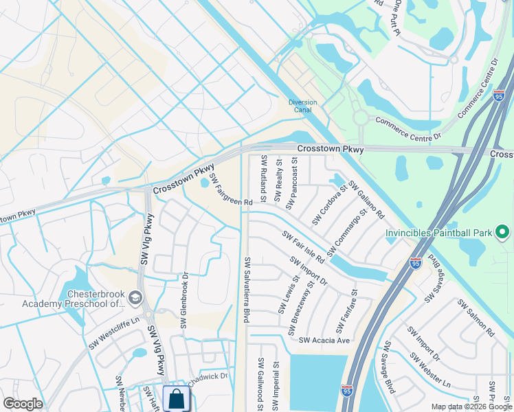 map of restaurants, bars, coffee shops, grocery stores, and more near 2680 Southwest Fairgreen Road in Port St. Lucie