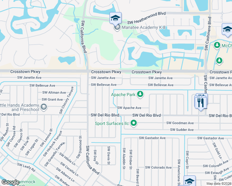 map of restaurants, bars, coffee shops, grocery stores, and more near 1702 Southwest Boeing Street in Port St. Lucie