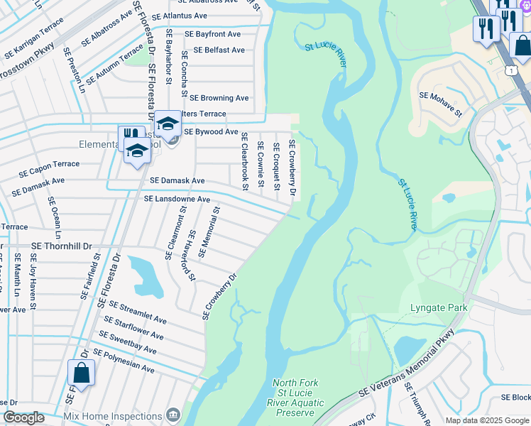 map of restaurants, bars, coffee shops, grocery stores, and more near 1067 Southeast Lansdowne Avenue in Port St. Lucie