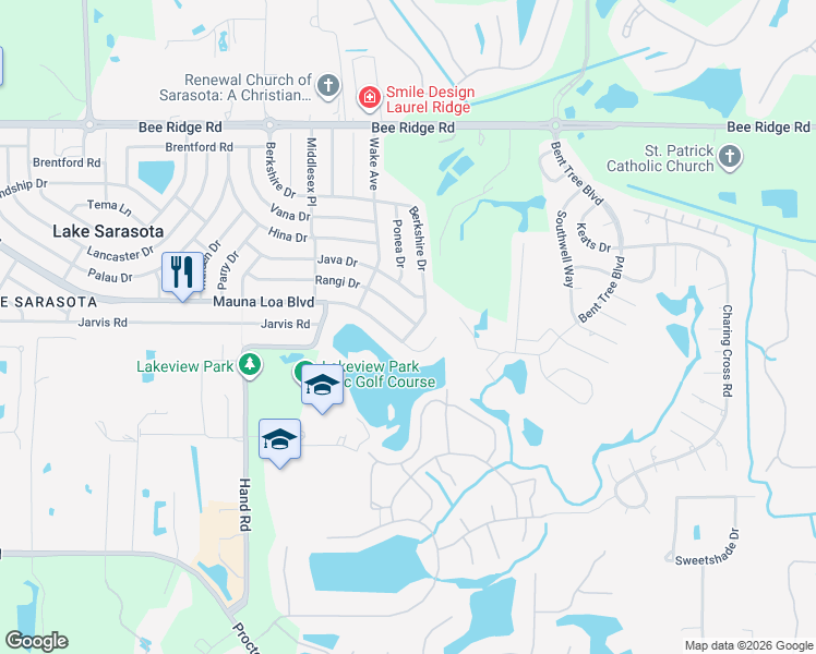 map of restaurants, bars, coffee shops, grocery stores, and more near 7278 Mauna Loa Boulevard in Sarasota