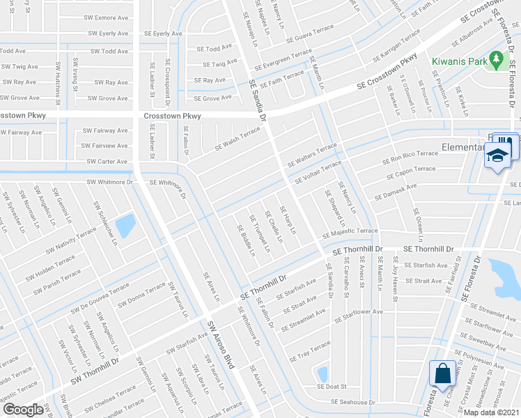 map of restaurants, bars, coffee shops, grocery stores, and more near 1608 Southeast Chello Lane in Port Saint Lucie