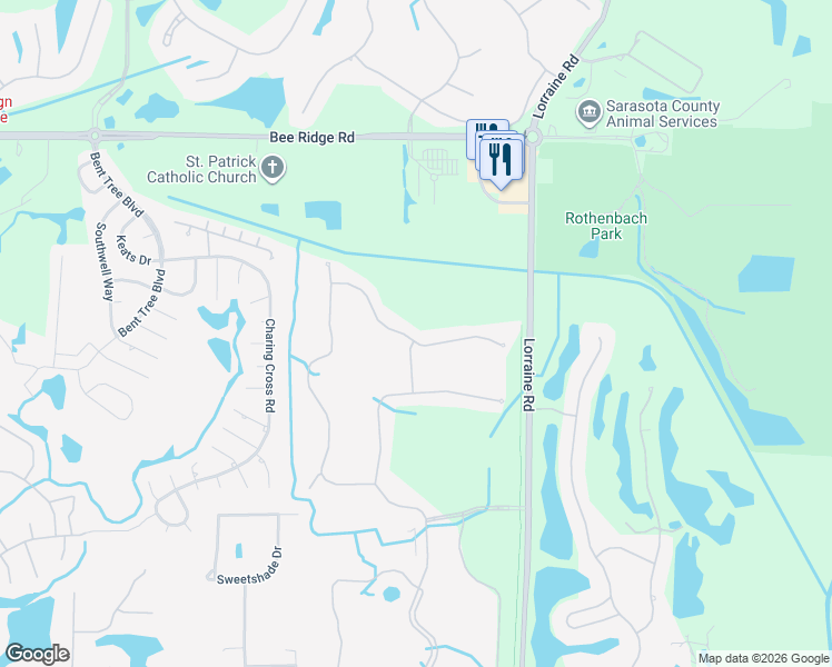map of restaurants, bars, coffee shops, grocery stores, and more near 4488 Legacy Court in Sarasota