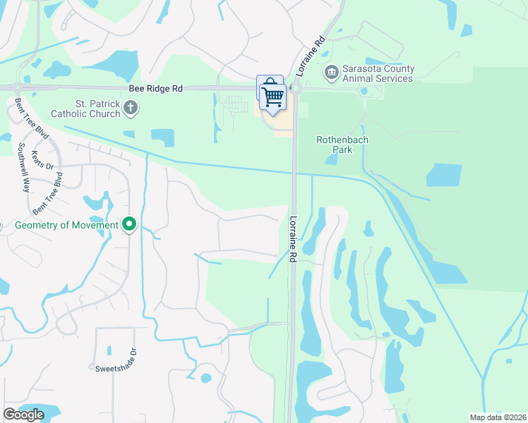 map of restaurants, bars, coffee shops, grocery stores, and more near 4440 Legacy Court in Sarasota