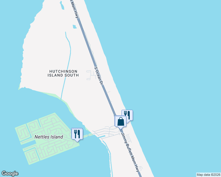 map of restaurants, bars, coffee shops, grocery stores, and more near 9500 South Ocean Drive in Jensen Beach