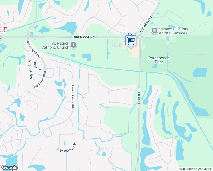 map of restaurants, bars, coffee shops, grocery stores, and more near 4554 Legacy Court in Sarasota