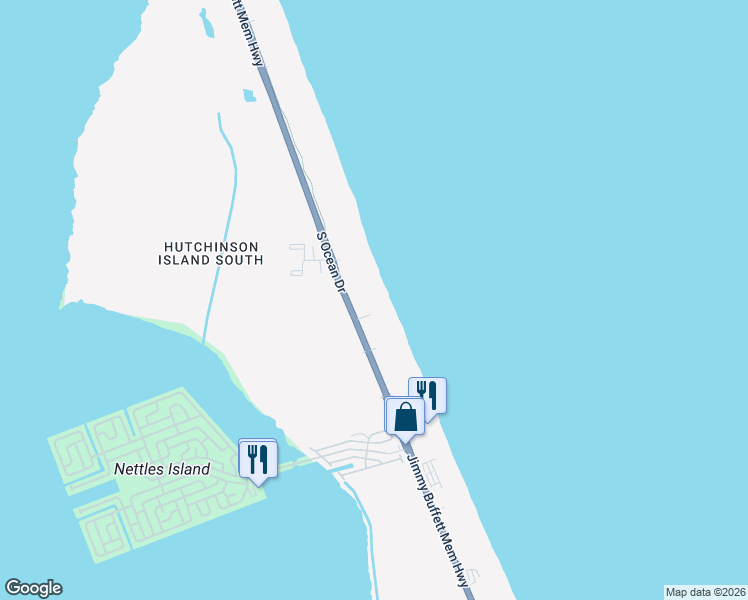 map of restaurants, bars, coffee shops, grocery stores, and more near 9500 South Ocean Drive in Jensen Beach