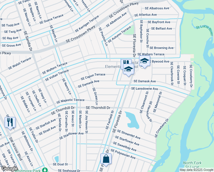 map of restaurants, bars, coffee shops, grocery stores, and more near 721 Southeast Lansdowne Avenue in Port St. Lucie