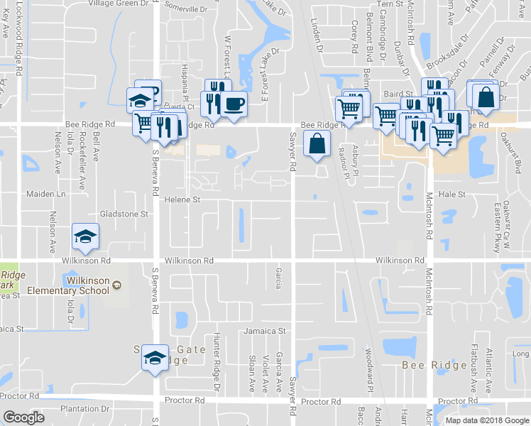 map of restaurants, bars, coffee shops, grocery stores, and more near 4315 Pasadena Court in Sarasota