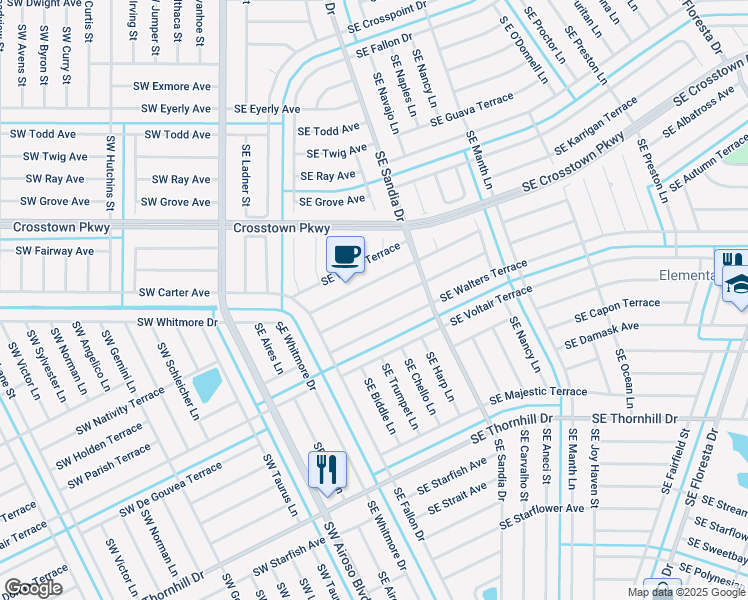 map of restaurants, bars, coffee shops, grocery stores, and more near 311 Southeast Volkerts Terrace in Port St. Lucie