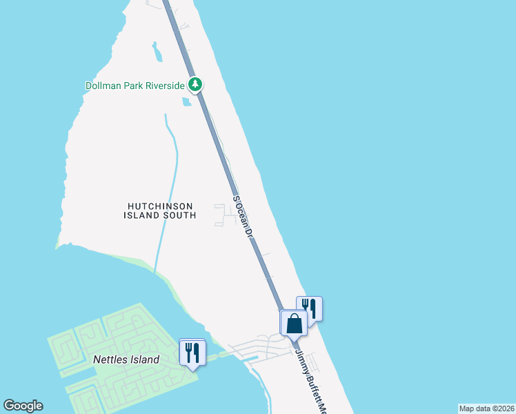 map of restaurants, bars, coffee shops, grocery stores, and more near 9400 South Ocean Drive in Jensen Beach