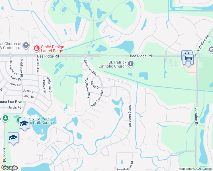 map of restaurants, bars, coffee shops, grocery stores, and more near 4216 Bent Tree Boulevard in Sarasota