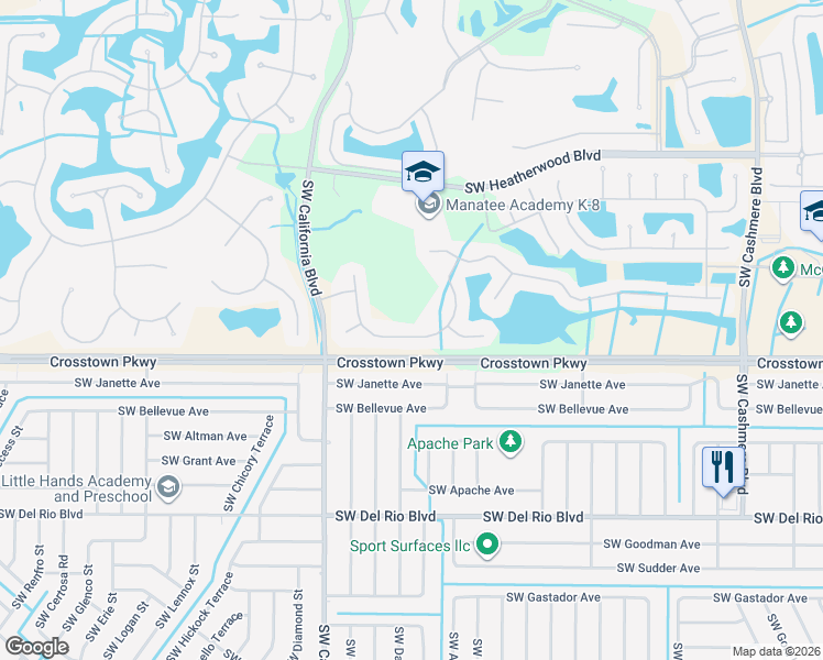 map of restaurants, bars, coffee shops, grocery stores, and more near 844 Southwest Grand Reserve Boulevard in Port St. Lucie