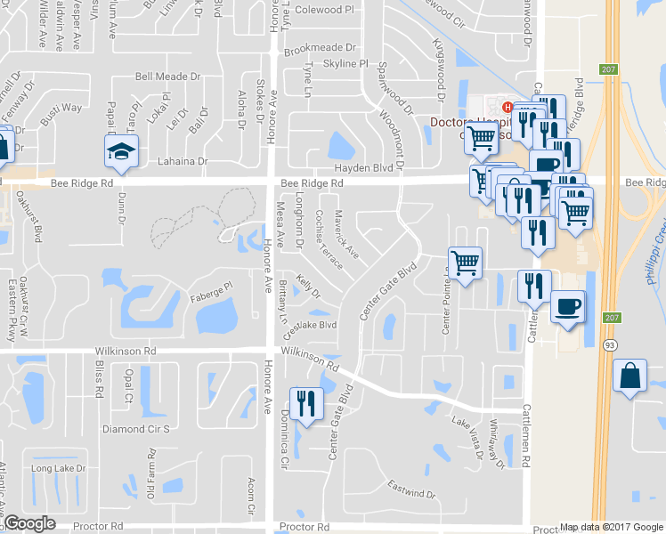 map of restaurants, bars, coffee shops, grocery stores, and more near 4036 Maverick Avenue in Sarasota