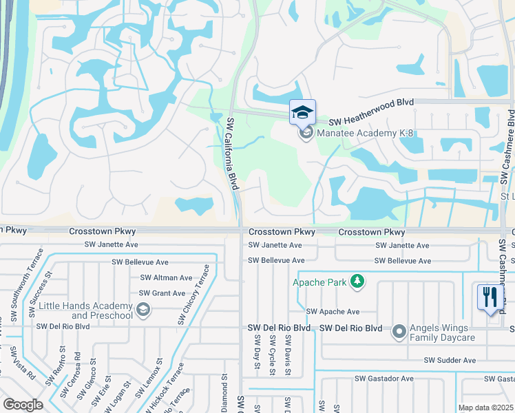map of restaurants, bars, coffee shops, grocery stores, and more near 817 Southwest Grand Reserve Boulevard in Port St. Lucie