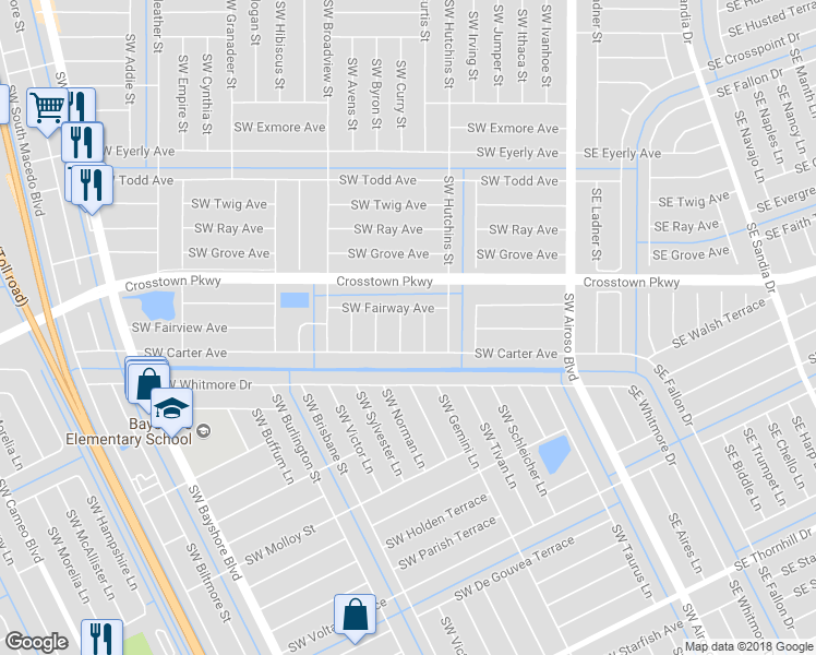 map of restaurants, bars, coffee shops, grocery stores, and more near 1541 Southwest Curry Street in Port St. Lucie