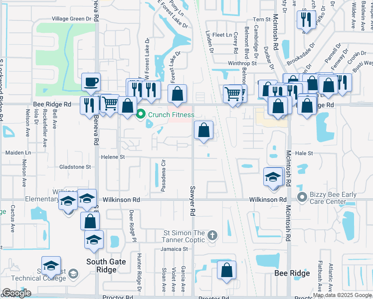 map of restaurants, bars, coffee shops, grocery stores, and more near 3958 Yellowstone Circle in Sarasota