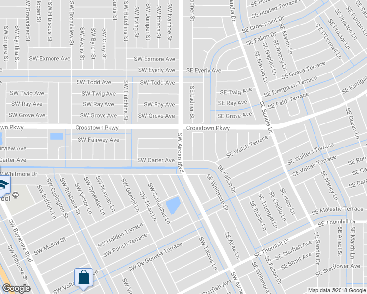 map of restaurants, bars, coffee shops, grocery stores, and more near 1561 Southwest Airoso Boulevard in Port St. Lucie