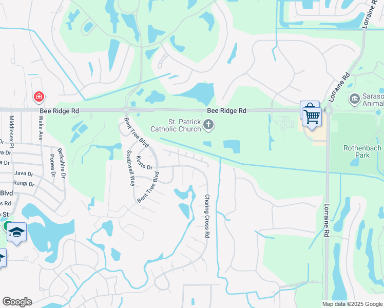 map of restaurants, bars, coffee shops, grocery stores, and more near 4223 Carriage Drive in Sarasota
