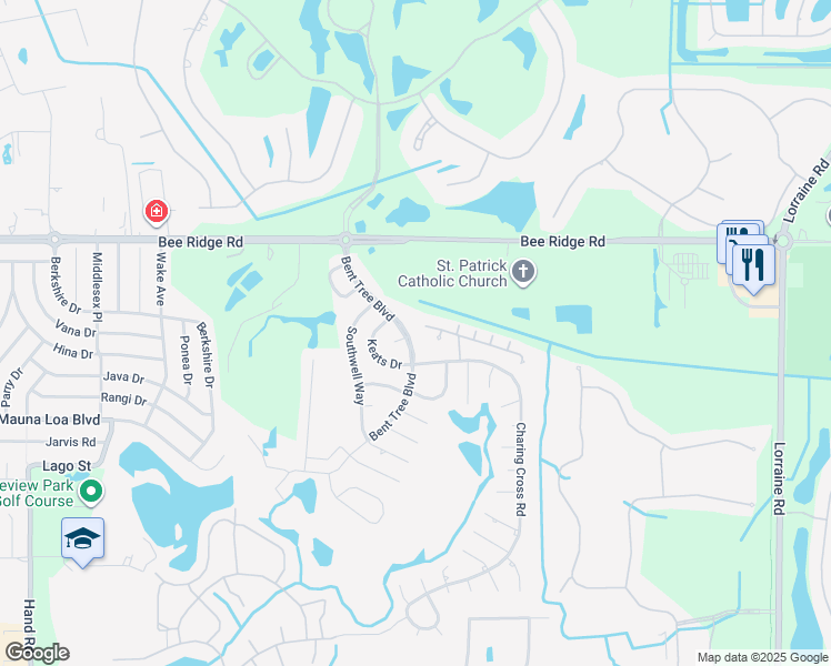 map of restaurants, bars, coffee shops, grocery stores, and more near 4117 Bent Tree Boulevard in Sarasota
