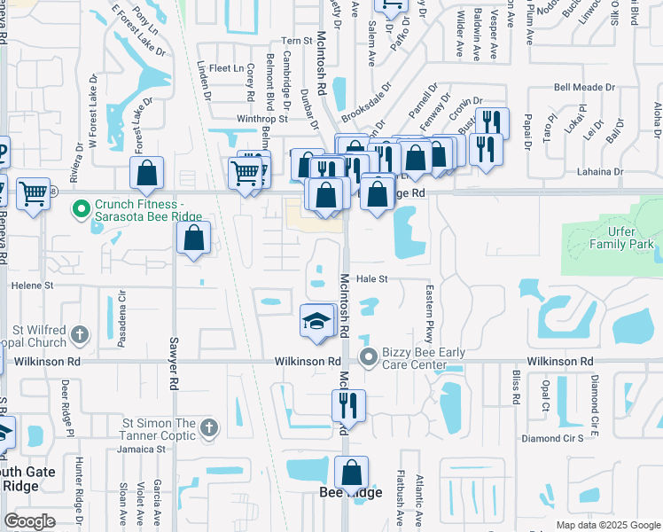 map of restaurants, bars, coffee shops, grocery stores, and more near 4021 North Taggart Cay in Sarasota