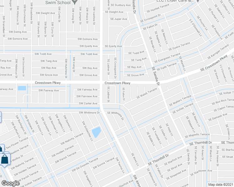 map of restaurants, bars, coffee shops, grocery stores, and more near 118 Southeast Crosspoint Drive in Port St. Lucie