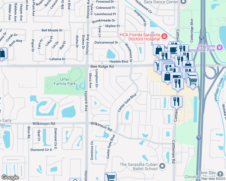 map of restaurants, bars, coffee shops, grocery stores, and more near 4036 Maverick Ave in Sarasota