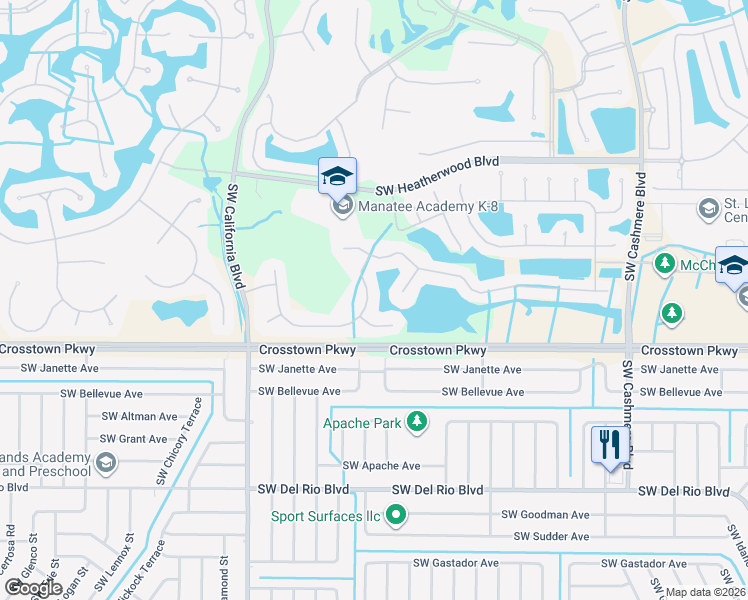 map of restaurants, bars, coffee shops, grocery stores, and more near 853 Southwest Grand Reserve Boulevard in Port St. Lucie