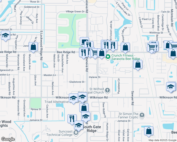 map of restaurants, bars, coffee shops, grocery stores, and more near 4001 Beneva Rd in Sarasota