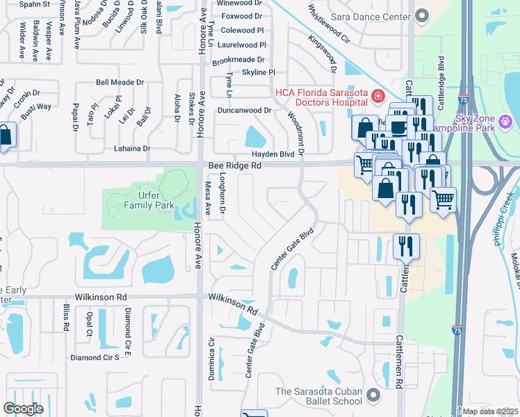 map of restaurants, bars, coffee shops, grocery stores, and more near 4005 Maverick Avenue in Sarasota