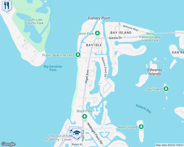 map of restaurants, bars, coffee shops, grocery stores, and more near 3982 Hamilton Club Circle in Siesta Key