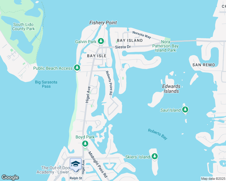map of restaurants, bars, coffee shops, grocery stores, and more near 4027 Roberts Point Road in Siesta Key
