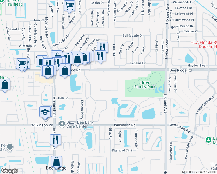 map of restaurants, bars, coffee shops, grocery stores, and more near 4757 Dunn Drive in Sarasota