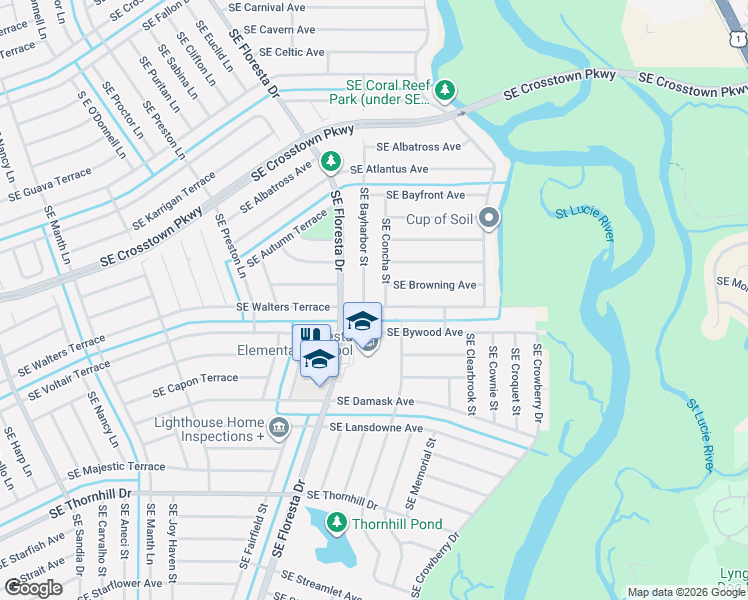 map of restaurants, bars, coffee shops, grocery stores, and more near 891 Southeast Walters Terrace in Port St. Lucie