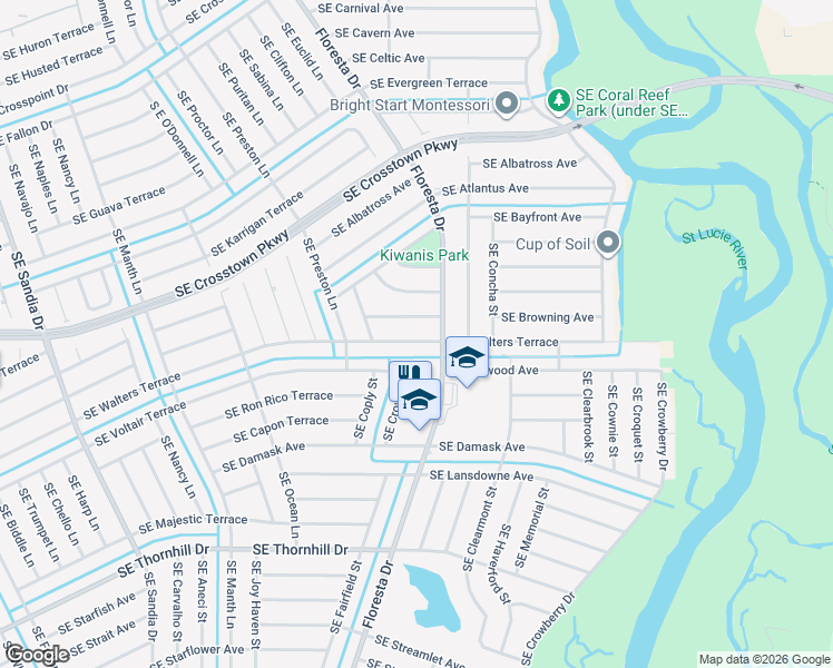 map of restaurants, bars, coffee shops, grocery stores, and more near 811 Southeast Walters Terrace in Port St. Lucie