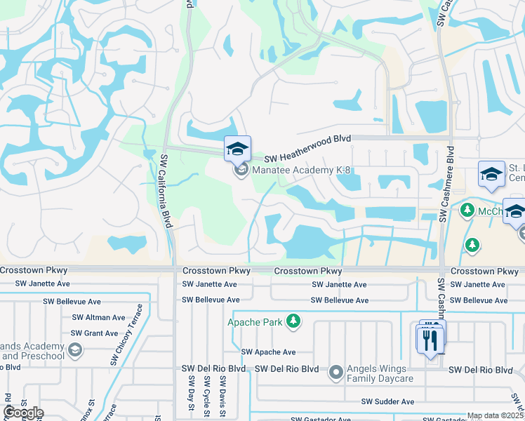 map of restaurants, bars, coffee shops, grocery stores, and more near 869 Southwest Grand Reserve Boulevard in Port St. Lucie