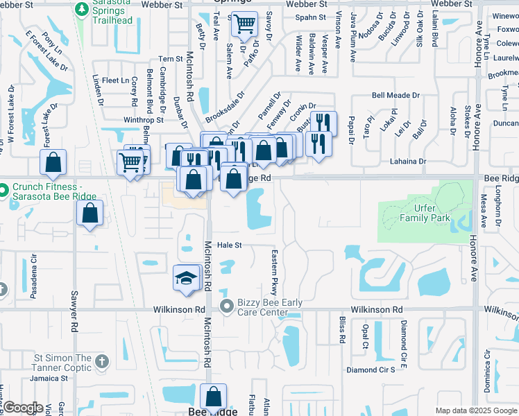 map of restaurants, bars, coffee shops, grocery stores, and more near 4000-4098 Oakhurst Dr in Sarasota