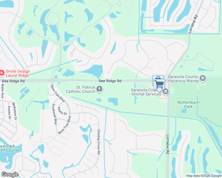 map of restaurants, bars, coffee shops, grocery stores, and more near 8000 Bee Ridge Road in Sarasota