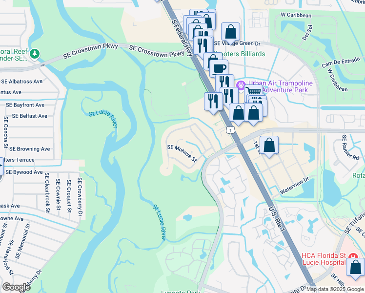 map of restaurants, bars, coffee shops, grocery stores, and more near 1372 Southeast Mohave Street in Port St. Lucie