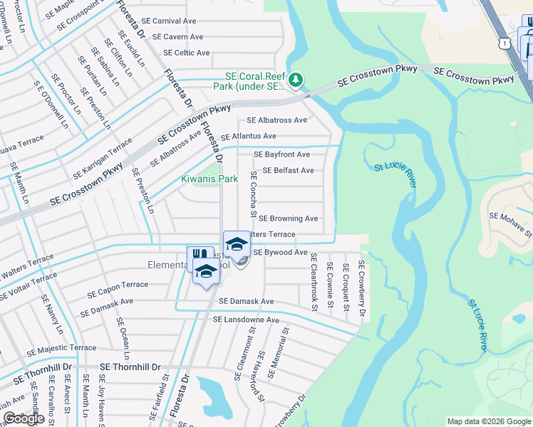 map of restaurants, bars, coffee shops, grocery stores, and more near 919 Southeast Brookedge Avenue in Port St. Lucie