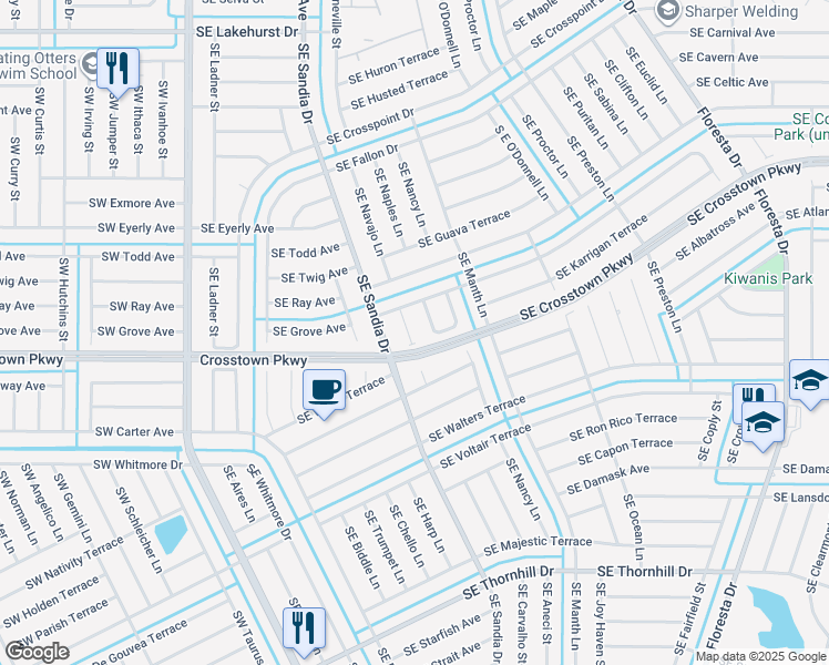 map of restaurants, bars, coffee shops, grocery stores, and more near 1402 Southeast Navajo Lane in Port St. Lucie