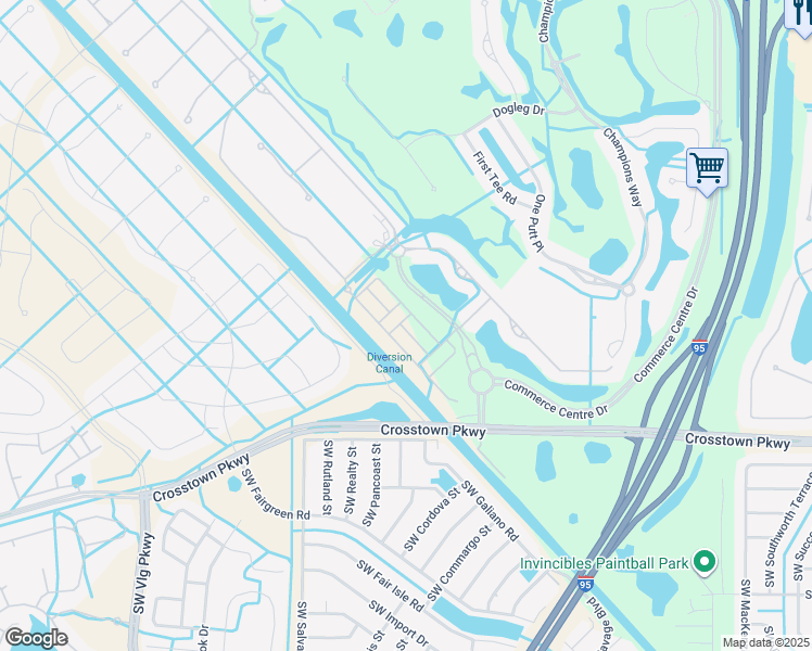 map of restaurants, bars, coffee shops, grocery stores, and more near 10190 Southwest Dolce Road in Port St. Lucie