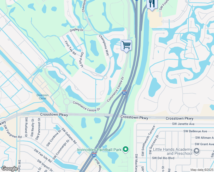 map of restaurants, bars, coffee shops, grocery stores, and more near 9111 Champions Way in Port St. Lucie