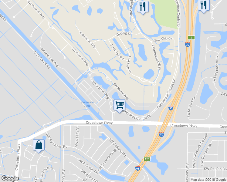 map of restaurants, bars, coffee shops, grocery stores, and more near 9932 Southwest Torriente Lane in Port St. Lucie