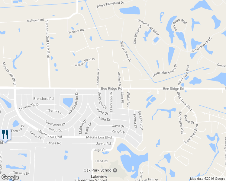map of restaurants, bars, coffee shops, grocery stores, and more near 3907 Middlesex Place in Sarasota