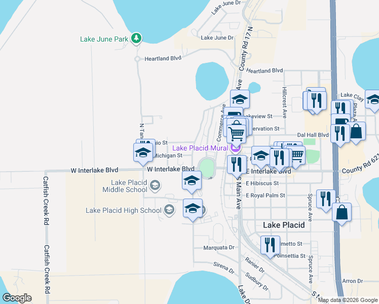 map of restaurants, bars, coffee shops, grocery stores, and more near 258-280 Lake Rachard Blvd in Lake Placid
